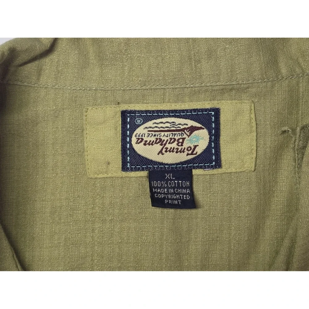 Tommy Bahama‎ Hawaiian Camp Shirt Green/Yellow Size XL Coconut Button - Picture 5 of 11